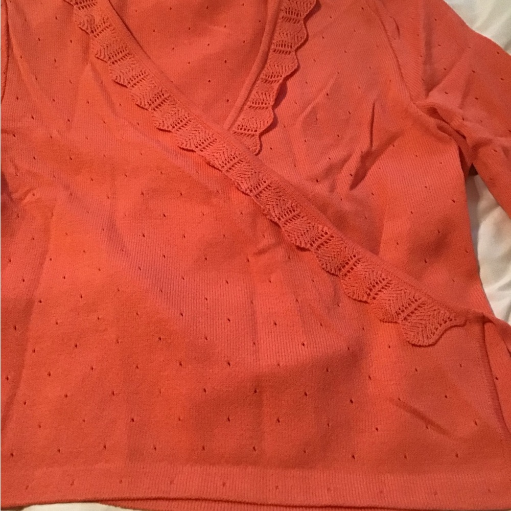 St. John Knit Long Sleeve Coral Sweater